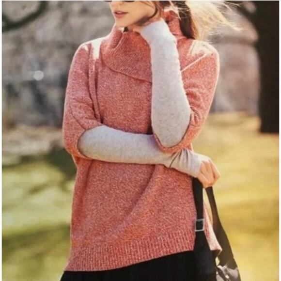 Cabi Foldover Pullover Dolman Sweater Orange Marbled Cotton‎ Autumn Fall Small - Picture 1 of 7